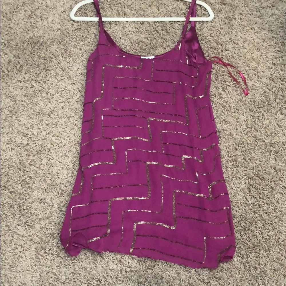 Fuchsia dress with gold sequins, size small